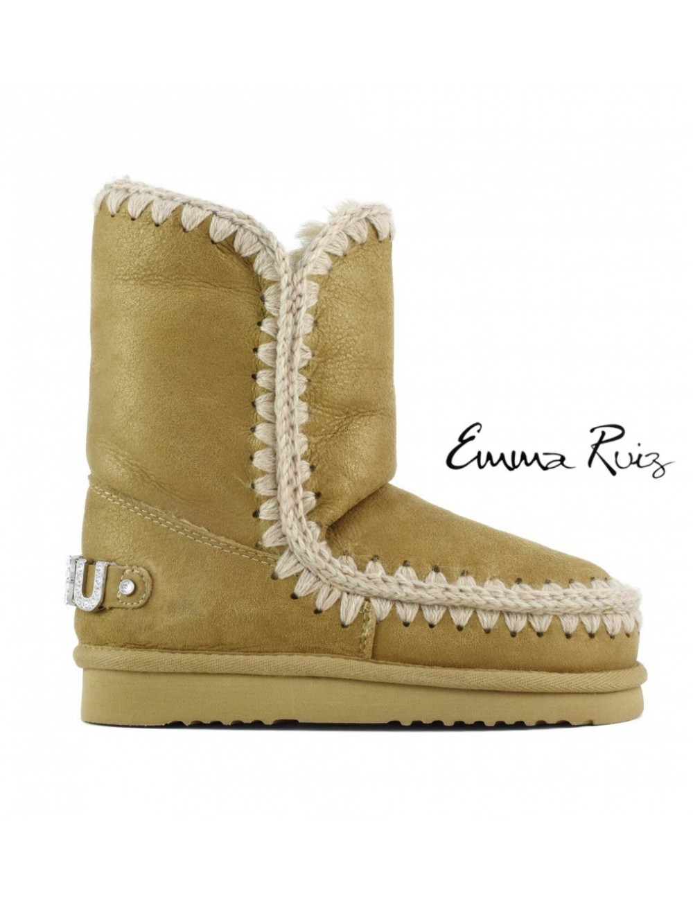 Botas MOU eskimo 24 with rhinestones logo dust tobacco