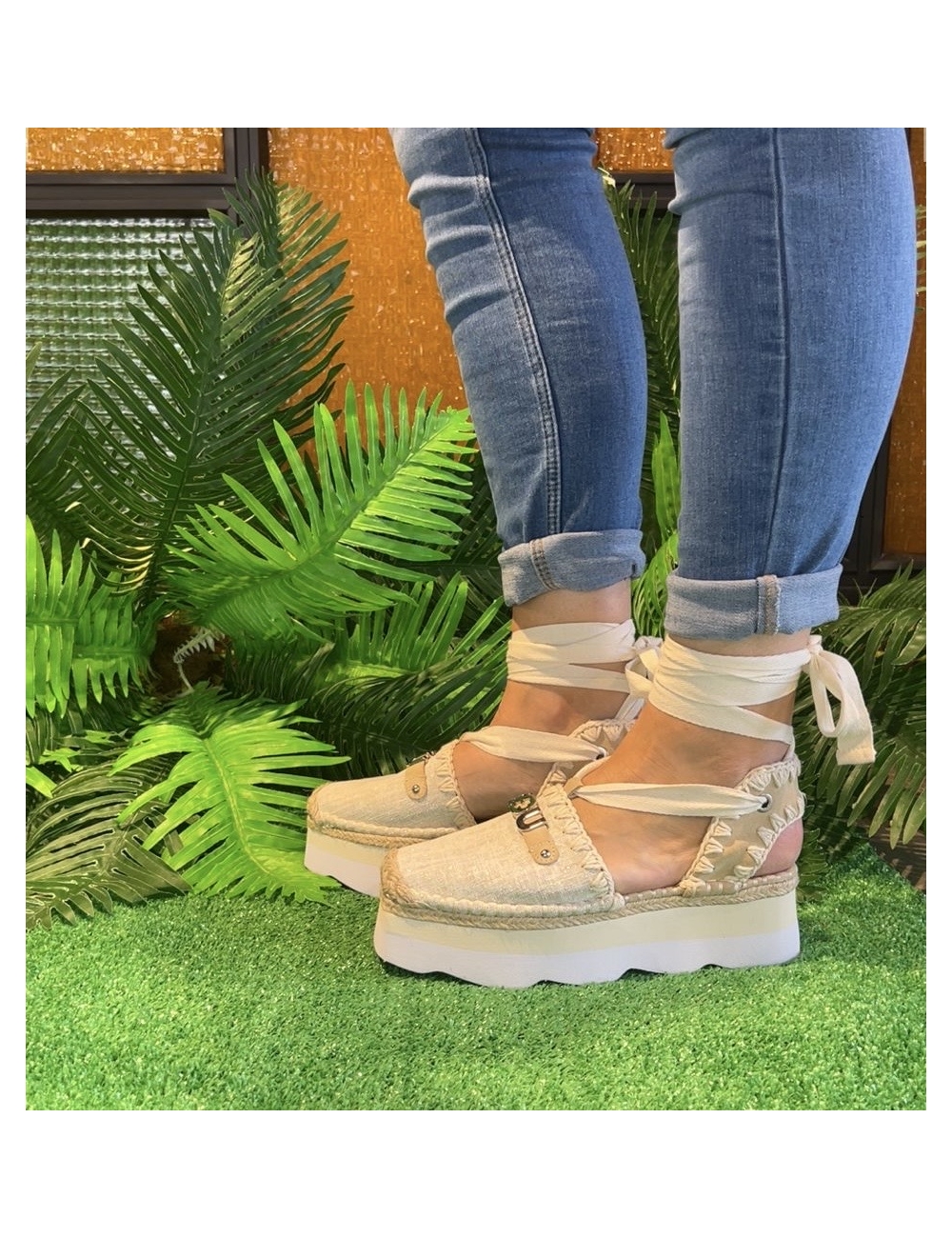 Sandalias MOU Espa sandal glittered fabric